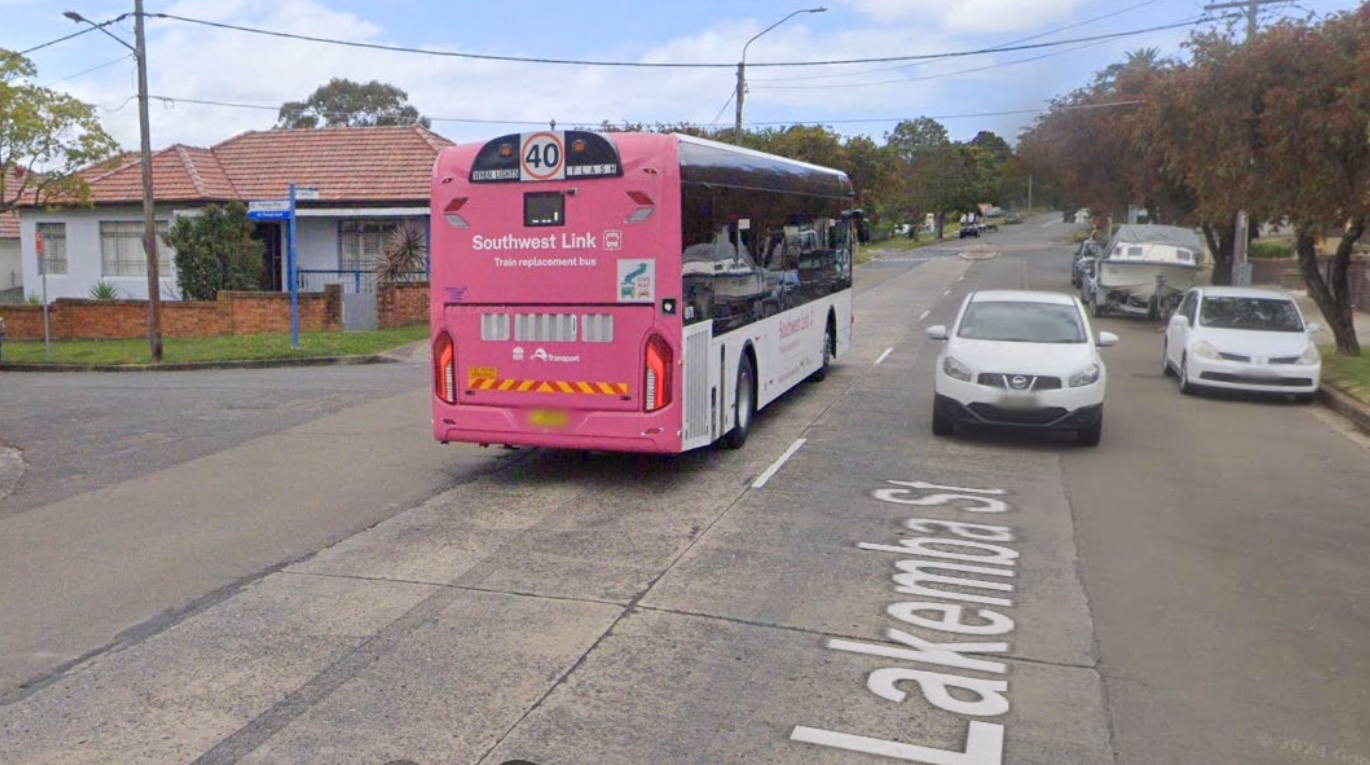 Bus travelling east along Lakemba St